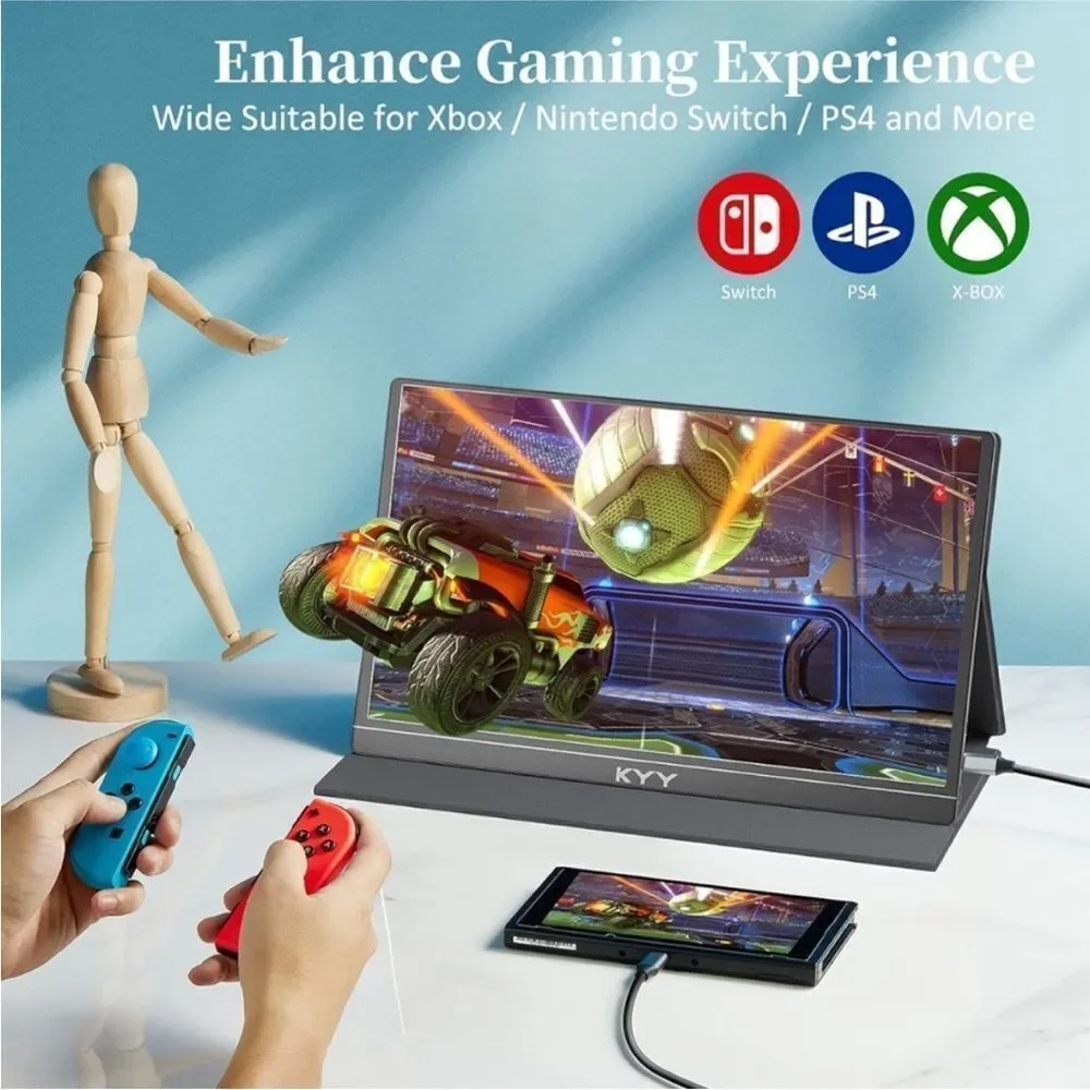 KYY Portable Monitor Display Gaming Monitor w/Premium Smart Cover, Speakers